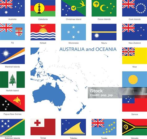 Oceania Flags And Map Illustration Stock Illustration - Download Image ...