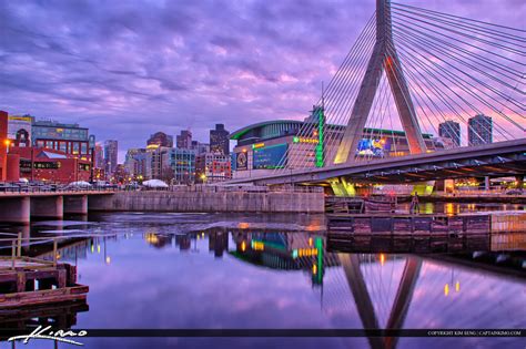 Boston City Downtown Bunker Hill Bridge Purple Sky | HDR Photography by Captain Kimo