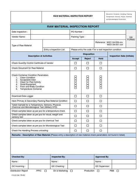 Raw Material Inspection Report | PDF | Nature