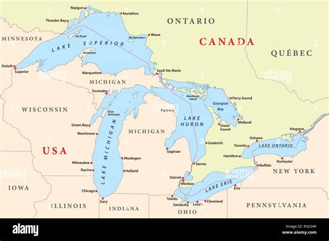 Great lakes map hi-res stock photography and images - Alamy