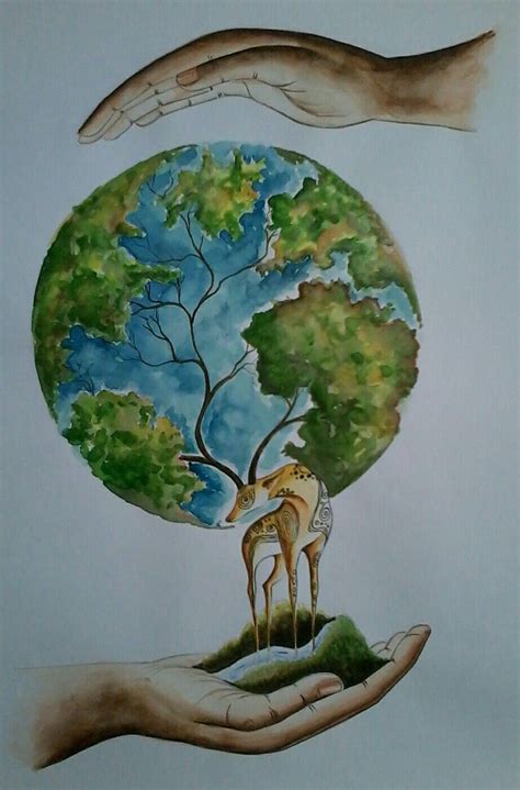 Save trees, save water, save animals, save earth Medium - water colour ...