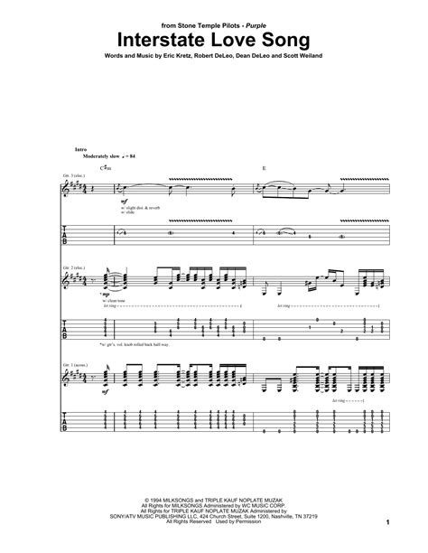 Interstate Love Song | Sheet Music Direct