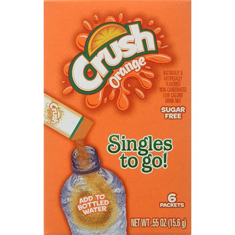 Crush Singles To Go Powder Packets, Water Drink Mix, Orange, Non-Carbonated, Sugar Free Sticks ...