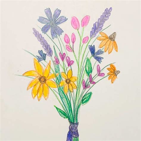 How to Draw Wildflowers Into A Bouquet - basicdraw.com