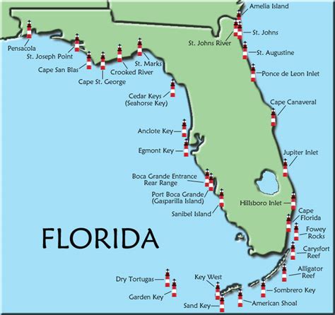 Map Of Florida Lighthouses - Draw A Topographic Map