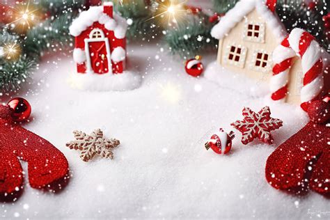 Christmas Scene Background On Snow And Decorations, Winter, Season ...