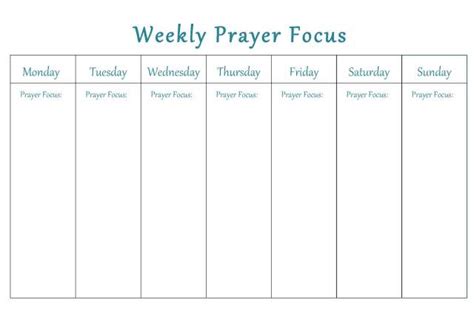 Free Weekly Prayer Focus Printable - 24/7 Moms