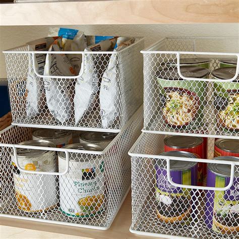 White Omaha Steel Mesh Stackable Bins | Stackable bins, Pantry ...