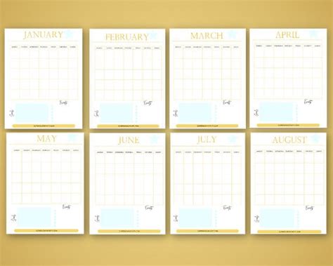 12 Month Calendar, Printable Calendar, Calendar Templates, Organized ...