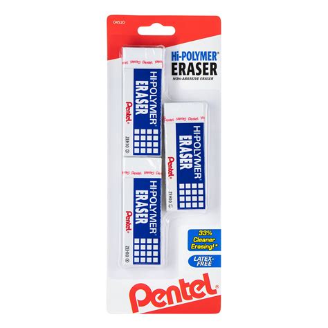 Pentel Hi-Polymer Block Eraser Small, Assorted Colors, Pack Of ...