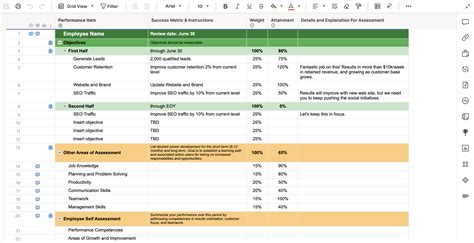 Employee Objectives & Performance Review Template | Smartsheet