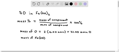 SOLVED: "This the chemical formula for iron(II) hydroxide: Fe(OH) 2' Calculate the mass percent ...