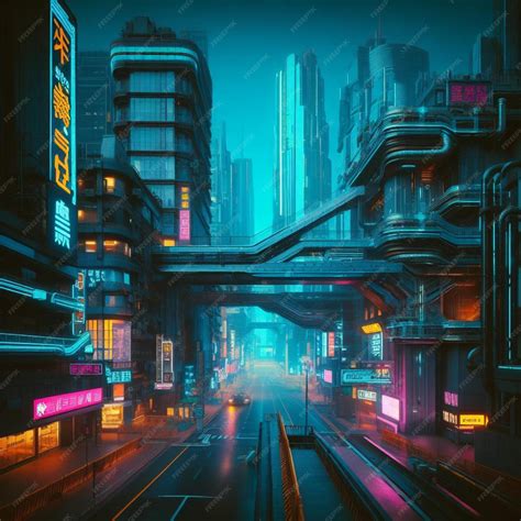 Premium Photo | Futuristic cyberpunk city view