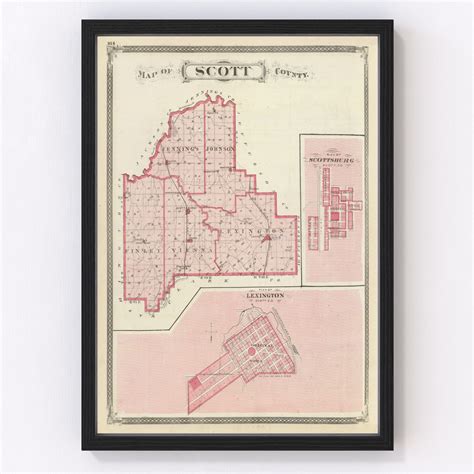 Vintage Map of Scott County Indiana, 1876 by Ted's Vintage Art