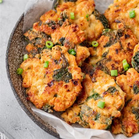 Cheesy Chicken and Spinach Fritters | Gimme Delicious