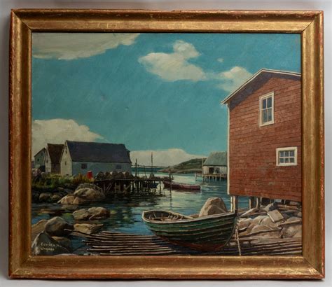 Original Harbor Dock Scene Painting Signed Ungaro. Auction