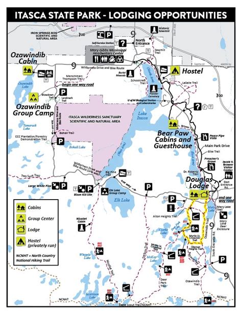 Itasca Lodging Map | Itasca state park, Itasca, Lodges