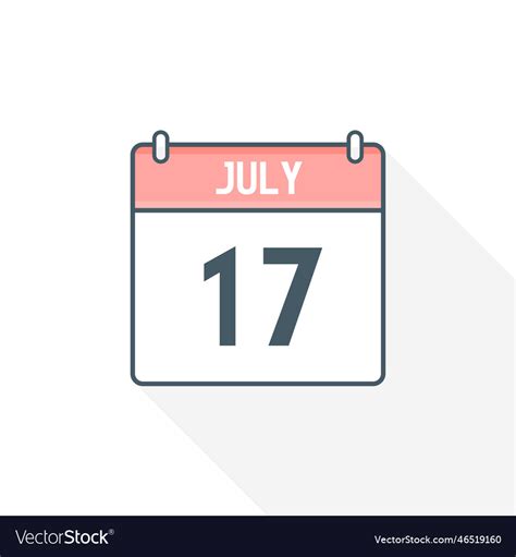 17th july calendar icon july 17 calendar date Vector Image