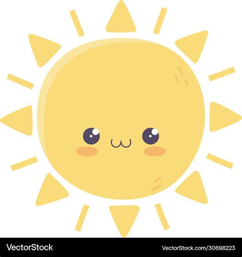 Kawaii sun cute cartoon isolated icon Royalty Free Vector