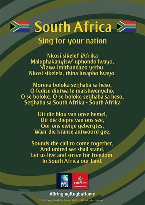 South African National Anthem | South afrika, National anthem, Sing for you