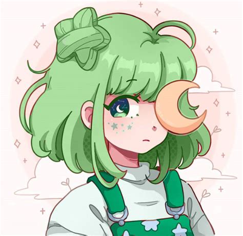 anime girl green star moon astrology cute | Desenhos estéticos, Ícones fofos, Ilustrações ...