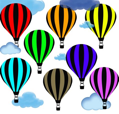 Hot Air Balloon Clip Art Printable Digital 8 air balloons | Etsy