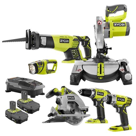 Ryobi Cordless Tool Combo Kit ONE+ 18-Volt Lithium Ion Miter Circular Saw Driver | eBay