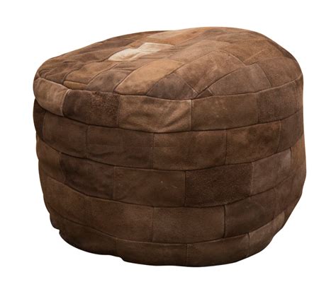 Patchwork Leather Ottoman | Leather ottoman, Patchwork leather, Ottoman