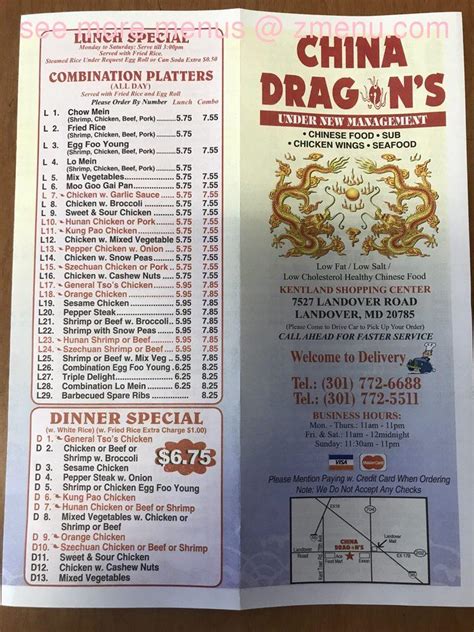 Online Menu of China Dragon Carryout Restaurant, Landover, Maryland ...