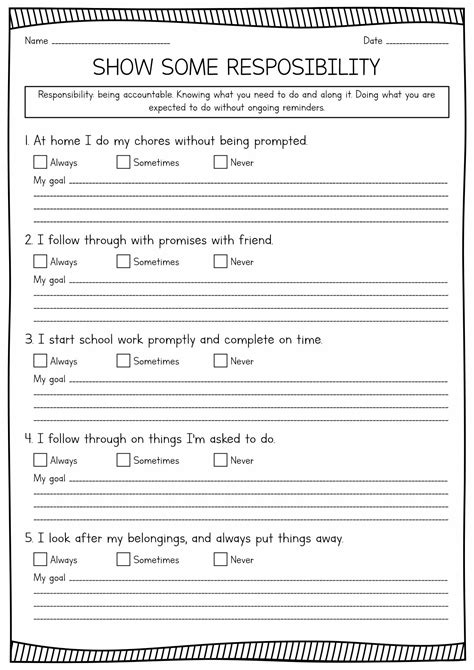 13 Printable Worksheets On Responsibility in 2023 | Counseling ...