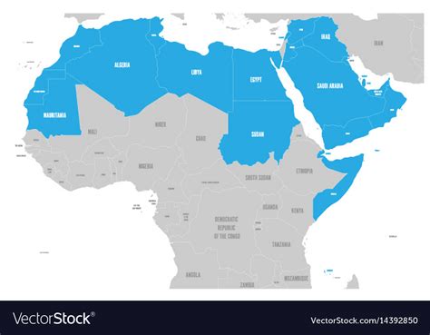 Arab world states political map with higlighted 22