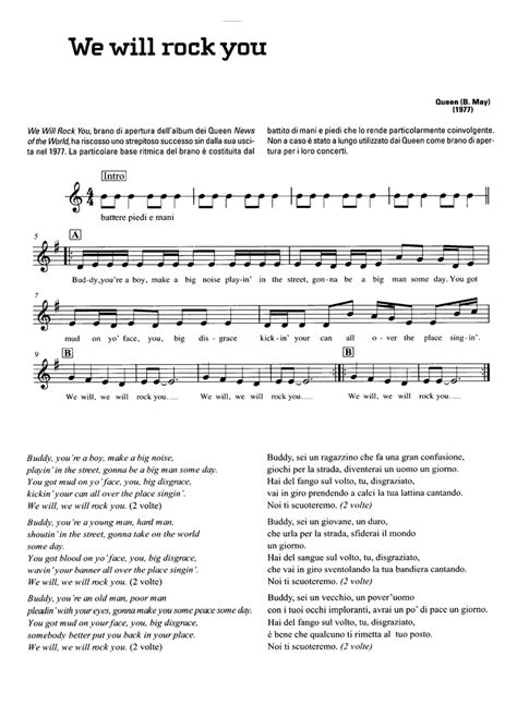 WE WILL ROCK YOU Easy Sheet music | Easy Sheet Music