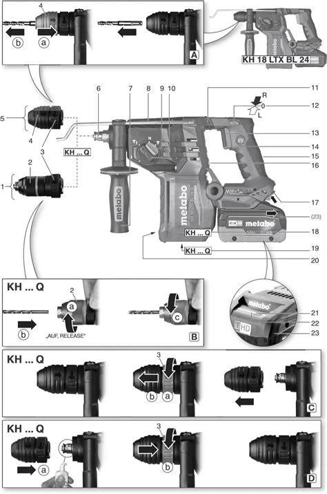 metabo KH 18 LTX BL 24 Cordless Hammers Instruction Manual