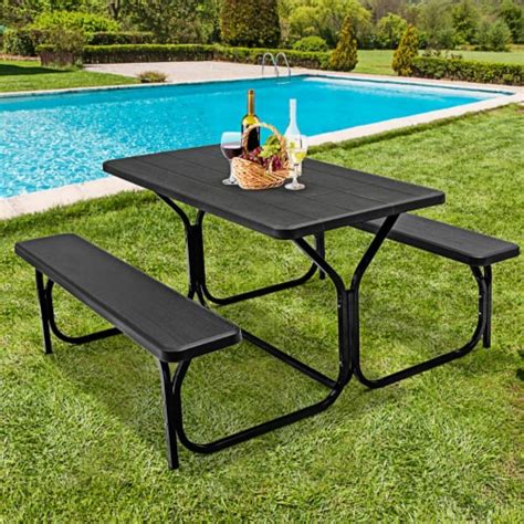 Picnic Table Bench Set Outdoor Backyard Patio Garden Party Dining All Weather Black, 1 unit - Kroger