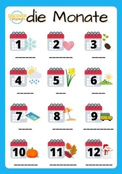 German Months of the Year Worksheet and Printable Poster by Discover Languages