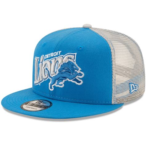 Men's New Era Blue/Silver Detroit Lions Mesh Effect 9FIFTY Snapback Hat