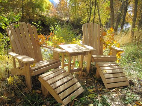 2 Adirondack Chair kits, 2 ottoman kits and 1 End table kit- unfinished - 99% clear wood ...