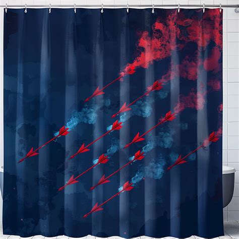 Red Arrow Formation Shower Curtain with Blue Smoke on Navy Background Bathroom Decor - Walmart.com