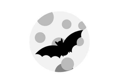 Full Moon Bat Silhouette Halloween Icon Graphic by themagicboxart ...