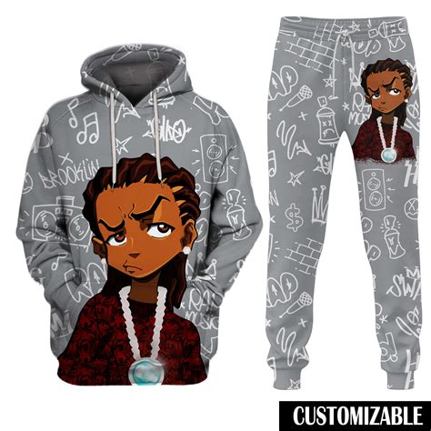 Custom Color Spot Grey No Logo Riley Freeman The Boondocks Hoodie ...