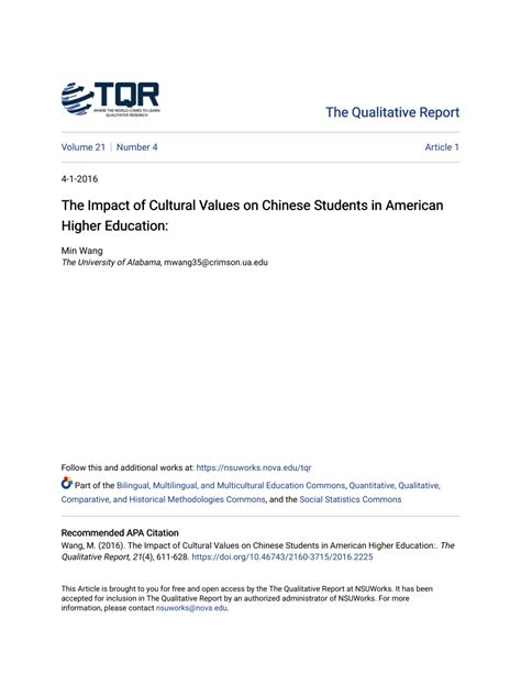 (PDF) The Impact of Cultural Values on Chinese Students in American Higher Education: