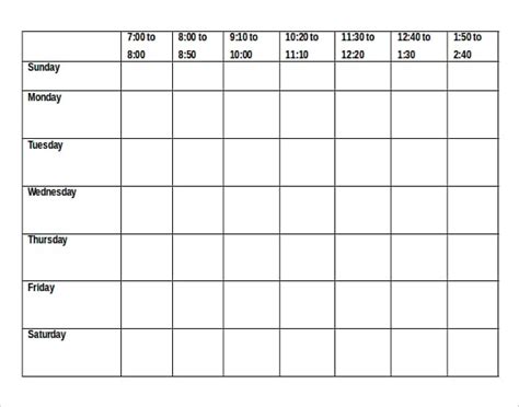 Microsoft Word Timetable Template - Free Word Template