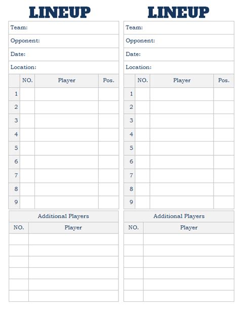 Baseball Lineup Cards - FREE DOWNLOAD - Aashe