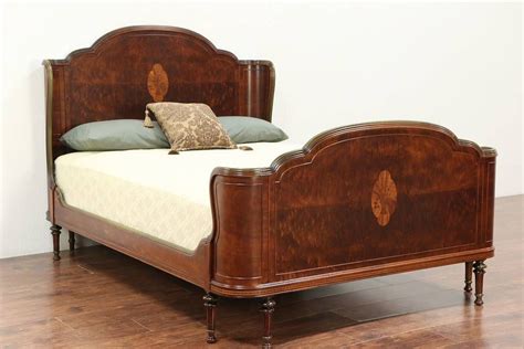 Walnut, Burl & Marquetry Antique Full or Double Size Bed, Signed #29384 in 2020 | Furniture ...