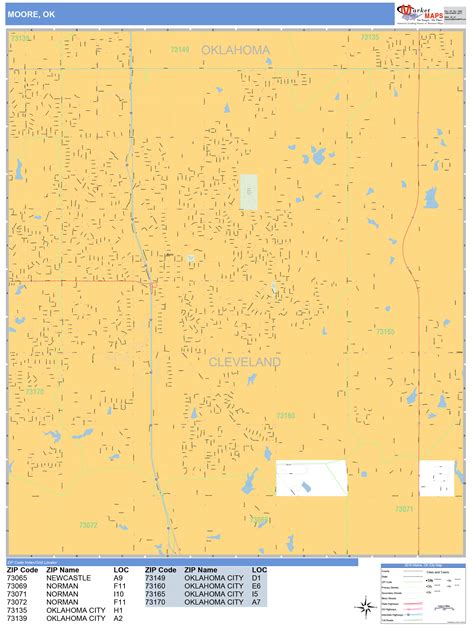 Moore Oklahoma Wall Map (Basic Style) by MarketMAPS - MapSales.com