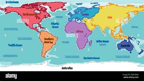 World Map Color With Names Of Continents And Oceans S - vrogue.co
