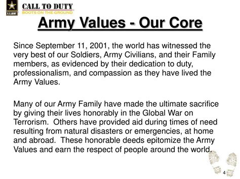 Core Values Of The Army