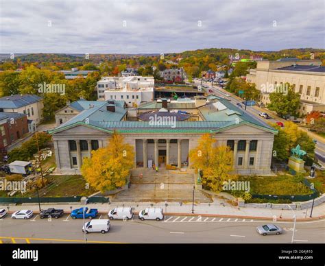 Old Worcester District Court aerial view at 2 Main Street with fall ...