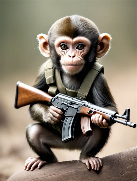 Premium Free ai Images | small monkey with ak