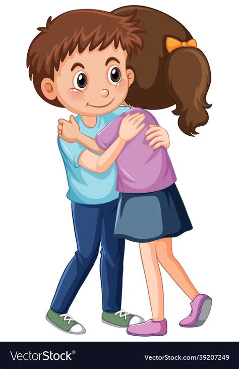 Two children hugging each other Royalty Free Vector Image